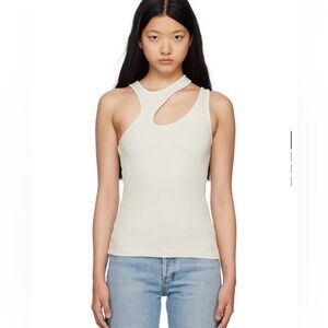 Agolde Powder Off-White Asymmetric Rib Tank